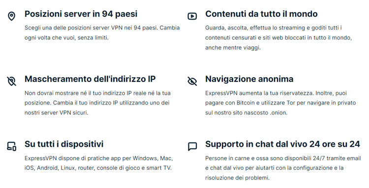 caratteristiche sintetiche di ExpressVPN