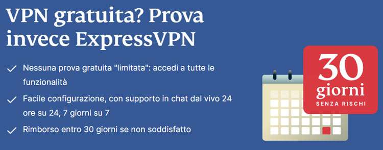 la prova gratuita di expressvpn